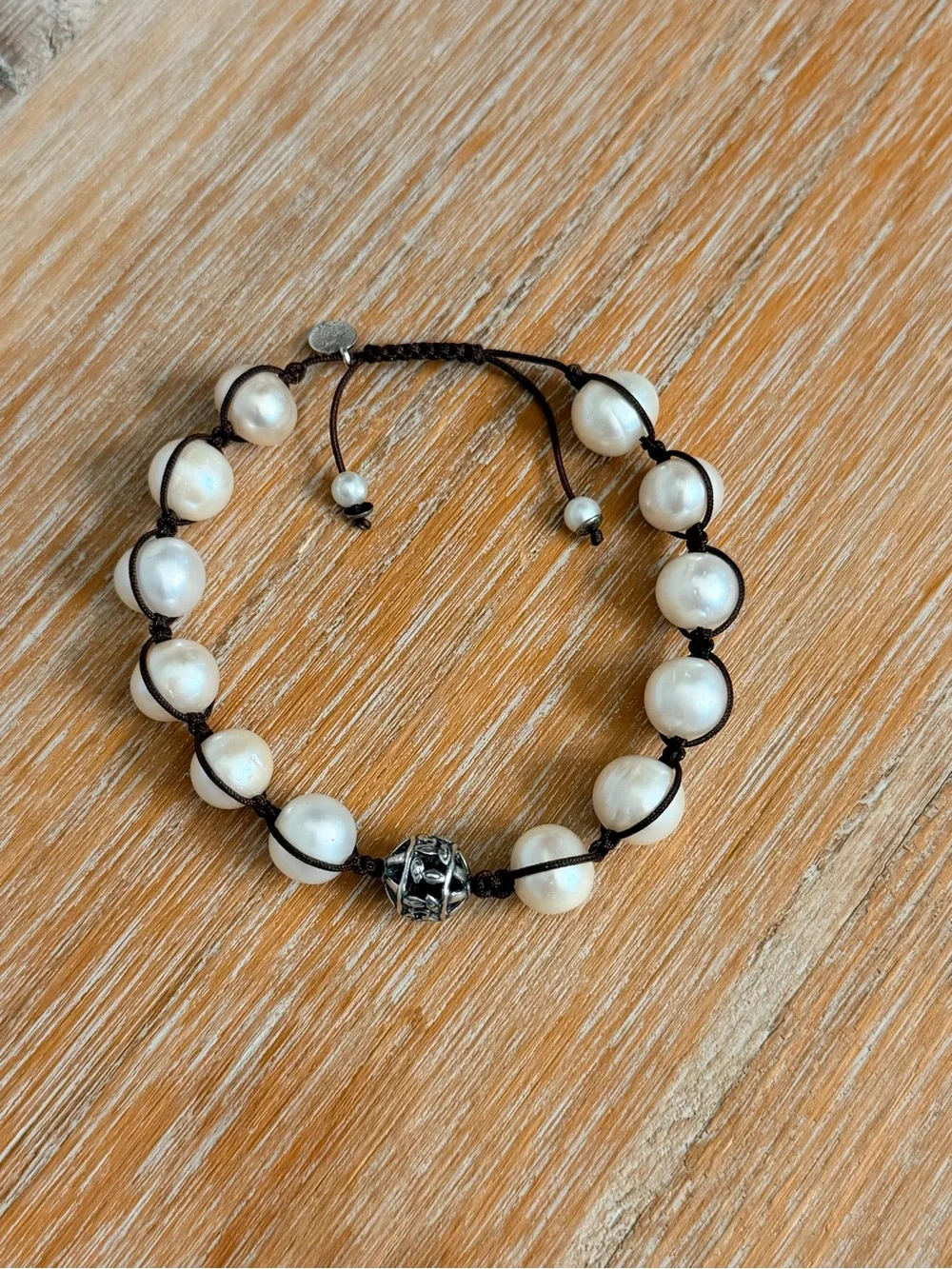 Silpada Sterling and Freshwater Pearl Beaded Bracelet - White Pearls
